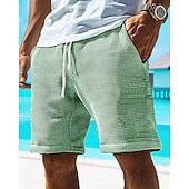economico Pantaloncini casual-Per uomo Pantaloncini Waffle Shorts Pantaloncini Estivi Pantaloncini casual Tasca Elastico in vita Coulisse Semplice Comodità Traspirante Corto All&#039;aperto Vacanza Canotta sportiva Casual Nero Bianco
