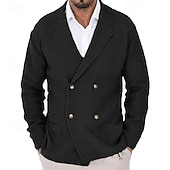 economico Maglioni Cardigan da uomo-Per uomo Felpa Cardigan A Coste Maglia Top Regolari Lavorato a maglia Semplice Dentellato Moderno Contemporaneo Elegante casual Ufficio Casuale Abbigliamento Primavera &amp; Autunno Nero Blu scuro S M L