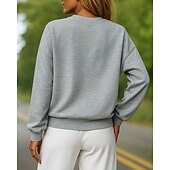 billiga Huvtröja &amp; Sweatshirt-Dam Tröja med pullover Casual Toppar Ihålig Långärmad Överdelar Fritids- Solid färg Mode Andningsfunktion Utomhus Sportkläder Sportkläder Grå