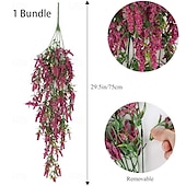 billige Kunstige planter og blomster-4 bunter kunstig lavendel hengende blomsterbukett vinranke hengende planter falsk eføy vinblader til terrasse hjem soverom bryllup innendørs utendørs veggdekor, hjemmedekor, estetisk romdekor