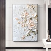 baratos Pinturas a Óleo-Mintura pinturas a óleo em tela com textura 3D feitas à mão, arte de parede, decoração, moderna, abstrata, imagem de flores para decoração de casa, pintura enrolada, sem moldura, não esticada