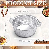 お買い得  キャンプ用品-ポータブル 10/5個 使い捨てアルミ鍋 蓋付き 丸型ホイルパン 耐久性のある調理器具 食品容器 休暇旅行 キャンプ ベーキング 加熱調理用 (33.8オンス)