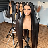 Unprocessed Virgin Hair 5x5 Closure 13x4 Lace Front Wig Middle Part Vietnamese Hair Straight Black Wig 130% 150% Density with Baby Hair 100% Virgin Glueless Pre-Plucked For Women Long Human Hair Lace 8
