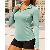 economico Felpa &amp; Sweatshirt-Per donna Maglietta da ginnastica Camicie a maniche lunghe Cerniera a un quarto Manica Lunga Top Athleisure Autunno Asciugatura Rapida Traspirante All&#039;aperto Corsa Yoga abbigliamento sportivo