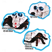 cheap Halloween Hanging &amp; Tabletop Decorations-Halloween Skeleton Decor Remote Control Toy, Scary Prank Tarantula Spider with Skeleton Design, Creepy Crawling Electric RC Toy for Haunted House, Trick Props, Kids &amp; Adults Party Favor