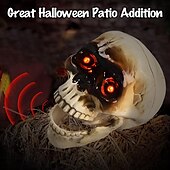 お買い得  ハロウィンパーティー用品-ハロウィーンの電動スカルヘッド。サウンドコントロールセンサーが光り、怖い口が開いていて、いたずらや飾りとして吊り下げられます。