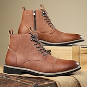 abordables Bottines-Bottines à lacets vintage pour homme – bottines à bout droit avec coutures classiques pour le travail, le week-end et l&#039;automne