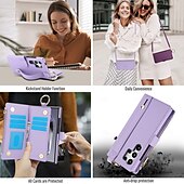 cheap Samsung Cases-Phone Case For Samsung Galaxy S25 S25 Plus S25 Ultra S23 Ultra Plus S23 Ultra S23 Plus A73 A53 A13 5G Wallet Case Zipper with Lanyard Card Slot Retro TPU PU Leather