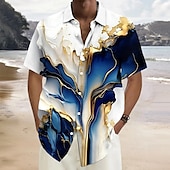 voordelige Geometrisch patroon-Voor heren Verloop Golven Marmer Overhemd Zomer overhemd Overhemd met knopen Korte mouw Mode-casual Buiten Vakantie Dagelijks gebruik Zomer Lente Strijkijzer 3D-afdrukken shirts met kraag Voorste zak