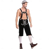voordelige Heren-Oktoberfest Lederhosen Hemd Alpine Hoed Bavarian Duits Weiden Voor heren Carnaval Feest Bierfestival Doek in traditionele stijl Blouse Short Outfits