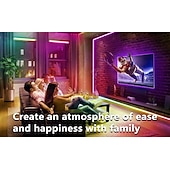 abordables Lampes encastrées led-Bande lumineuse LED pour téléviseur, rétroéclairage LED de 5 m, pour téléviseur de 45 à 75 pouces, synchronisation musicale avec fonction Bluetooth - Bande lumineuse RVB à changement de couleur pour