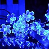abordables Guirlandes lumineuses led-Guirlande lumineuse solaire en forme de cerisier, 12 m, 100 LED, luminaire décoratif d&#039;extérieur, idéal pour Noël, un mariage, une cour, un balcon ou une clôture, idéal pour Halloween
