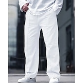 お買い得  クラシック-男性用 リネンパンツ ズボン サマーパンツ ビーチパンツ ポケット 弾性ウエスト ドローストリング 平織り 履き心地よい 高通気性 バケーション 日常 祝日 ハワイアン ボヘミアン ブラック ホワイト