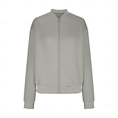 cheap Casual Jackets-Women&#039;s Casual Jacket Sport Jacket Textured Jackets Office / Career Daily Wear Going out Fall Regular Coat Stand Collar Regular Fit Warm Vintage Style Lady Casual Jacket Long Sleeve non-printing