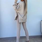 levne teplákové soupravy-Dámské Tepláková souprava Mikina s kapucí Legíny na běhání Rozparek Jednobarevné Celotělové oblečení Jaro Podzim Černá Růžová Tělocvična Výcivk Běh Vysoký pas Větruvzdorné Lehká váha Odvod vlhkosti