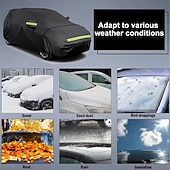 baratos Coberturas para automóveis-Capa de carro resistente à prova d&#039;água, proteção máxima contra chuva, neve, raios UV, vento e poeira, com faixa reflexiva