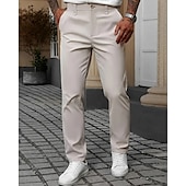 abordables Delgado-Hombre pantalones de traje Pantalones Chinos Bolsillo Botones Plano Comodidad Formal Fiesta Trabajo Moda Estilo clásico Negro Blanco Microelástico