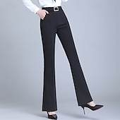 お買い得  女性のドレスパンツ-女性用 スーツ ワイドレッグ パンツ ファッション ストリートファッション 全長 ハイウエスト 平織り 弾性ウエスト 通気性 快適 マイクロエラスティック ストリート デイリーウェア お出かけ ブラック ホワイト ネイビーブルー 春 秋 レギュラー