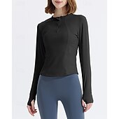 economico Felpa &amp; Sweatshirt-Per donna Maglietta da ginnastica Camicie a maniche lunghe Cerniera a un quarto Manica Lunga Top Athleisure Autunno Morbido Abbigliamento leggero Traspirante All&#039;aperto Corsa Yoga abbigliamento