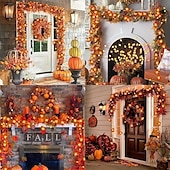 abordables Lumières d&#039;Halloween-Guirlande lumineuse d&#039;Halloween en forme de feuille d&#039;érable et de citrouille, alimentée par piles, décoration d&#039;intérieur et d&#039;extérieur à suspendre pour étagère, bureau, porche, Thanksgiving,