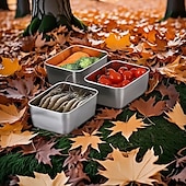 economico Utensili e gadget da cucina-Contenitori per alimenti in acciaio inossidabile da 7 pezzi con coperchi a scatto, scatole per la preparazione dei pasti impilabili a prova di perdite per campeggio, picnic, casa, ufficio e pranzo a