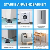 cheap Bathroom Gadgets-4 Pcs Height Adjustable Washing Machine Stand Anti Slip Furniture Base Riser Pads Shock Absorbing Feet for Refrigerator Washer Dryer Leveling Support Heavy Duty Stabilizer