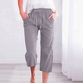 abordables Pantalons-Femmes Chinos Vacances ancien Style Ethnique Longueur mollet Taille haute Uni Ceinture Élastique Confortable Doux Non Elastique Formel Vacances Rue Bleu Violet Orange Vert Été Printemps Automne Coupe