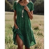 abordables Robes fleuries décontractées-Femmes Mini Robe Robe Fleurie Robe bohème Robe Imprimée Classique Moderne Quotidien Extérieur Vacances Coupe régulière Fleur Manche Courte Col ras du cou Bleu Vin Vert Été
