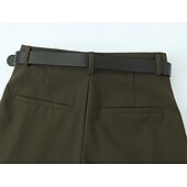 economico gamba larga e vita alta-Per donna Gamba larga Chinos Casual Lunghezza intera Naturale Semplice Gamba larga Comodo Traspirabilità Casual Quotidiano Vinaccia Nero 1 # Nero Verde militare Primavera Autunno Vestibilità comoda