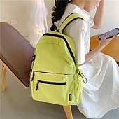 abordables Sacs à dos-Sac à dos d&#039;école unisexe en nylon léger – sac à dos résistant à l&#039;eau de couleur unie pour adolescents et étudiants