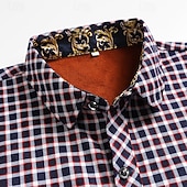 economico camicie di flanella-Per uomo Camicia casual Camicia di flanella Camicia a quadri Camicia con Bottoni Rosso Blu Manica Lunga Quadri Bavero Vacanza Casual Quotidiano Bottonato Abbigliamento Poliestere Moda Casual