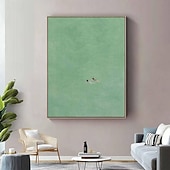 levne Abstraktní malby-Ručně malovaná olejomalba na plátně, nástěnná dekorace, minimalistická zelená, abstraktní, nika, pro domácí dekorace, napnutý rám, závěsný obraz/rolovaný bezrámový, nenapnutý obraz