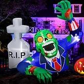 olcso Halloween szabadtéren-halloween felfújható sírkő kültéri dekorációk, a halottak napja felrobbantó udvari dekoráció beépített LED-es lámpával gyepre, otthonra, dia de los muertos partira, beltéri és kültéri