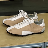 billiga Herrsneakers-Herr retro gula och bruna sneakers med ventilerande ovandel och halkfri sula, sportinspirerade vardagsskor för pendling, resor och vardagsbruk