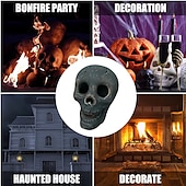 levne Halloween venkovní dekorace-1ks halloweenská keramická ohnivzdorná lebka na ohniště, figurka hořící kostry do krbu nebo ohniště, strašidelná halloweenská párty rekvizita a strašidelná dekorace do interiéru a exteriéru