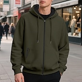 abordables sudaderas basicas hombre-Hombre Sudadera Sudadera con capucha y cremallera completa Sudadera con capucha de lana Albaricoque Negro Verde Ejército Azul Marino Gris Claro Con Capucha Plano Bolsillo Deporte Diario Festivos