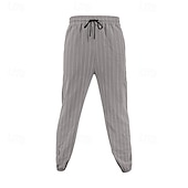 abordables Día festivo-Hombre Pantalones de lino y algodón Pantalones deportivos Pantalones de Deporte Persona que practica jogging Pantalones Bolsillo Cintura elástica Correa A Rayas Comodidad Deporte Diario Moda Casual