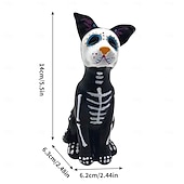 levne Halloween-Socha psa na Den mrtvých, halloweenské cukrové lebky, socha zvířat z pryskyřice, ozdoba