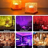 cheap Projector Lights-USB Rotating Water Wave Light Projector Remote Control Bedroom Table Lamp Crystal Night Lamp 16 Color RGB Desktop Lamp for Game Room Bedroom Christmas/Halloween Party Decoration