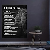 billiga Djurtryck-1 ramlös canvastavla modern konst 7 livets regler inspirerande kanvasmålning idealisk present till sovrum vardagsrum korridor väggkonst väggdekoration vinterdekoration rumsdekoration