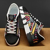 cheap Men&#039;s Sneakers-Men&#039;s Sneakers Walking Casual PU Leather Canvas Comfortable Slip Resistant Breathable Lace-up Black White Red Summer Spring
