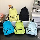 abordables Sacs à dos-Sac à dos d&#039;école unisexe en nylon léger – sac à dos résistant à l&#039;eau de couleur unie pour adolescents et étudiants