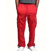 voordelige Joggingbroeken-Multi-pakketten 3 stuks Voor heren Zwart + grijs + blauw Joggingbroek met wijde pijpen Broek Elastische taille Trekkoord Effen Vakantie Alledaagse kleding Polyester Lente
