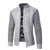 preiswerte Herren Strickjacke-Herren Strickjacke Kurzer Pullover Reißverschluss-Pullover Strickpullover Gerippt Stricken Normale Oberteile Patchwork Tasche Einfach Stehkragen Mode Klassisch Urlaub Alltagskleidung Bekleidung