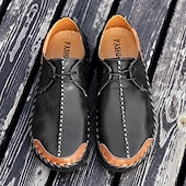 billige Sneakers til herrer-Herre Fritidssko for menn Håndlagde sko Gange Fritid Mikrofiber Bekvem Sklisikker Pustende Snøring Vin Svart Brun Sommer Vår