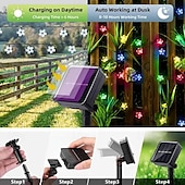 abordables Guirlandes lumineuses led-Guirlande lumineuse solaire en forme de cerisier, 12 m, 100 LED, luminaire décoratif d&#039;extérieur, idéal pour Noël, un mariage, une cour, un balcon ou une clôture, idéal pour Halloween