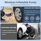 cheap Inflatable Pump-Tire Inflator Portable Air Compressor 150PSI Car Tire Air Pump with Tire Pressure Gauge LED 3x Fast One Click Intelligent Cordless Tire Air Pump Suitable for Cars Motorcycles Bicycles Balls Et