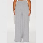 abordables pierna ancha y cintura alta-Mujer Perneras anchas Chinos Casual Medio corto Cintura Media Plano Perneras anchas Cintura elástica Confortable Transpirabilidad Deporte Casual Diario Negro Amarillo Rosa Vino Primavera Otoño Holgado