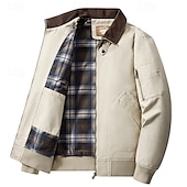 preiswerte Herrenjacken &amp; Herrenmäntel-Herren Bomberjacke Freizeitjacke Urlaub Täglich Tasche Frühling Herbst Einfach Mode Klassisch Revers Regulär Schwarz Kamel Armeegrün Beige Jacken