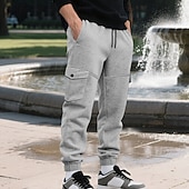 economico Carico-Per uomo Pantaloni sportivi Pantaloni da tuta Joggers Pantaloni da Tuta Cargo Tasca Elastico in vita Coulisse Semplice Comodità Sport all'Aperto Quotidiano Moda Casual Verde militare Nero